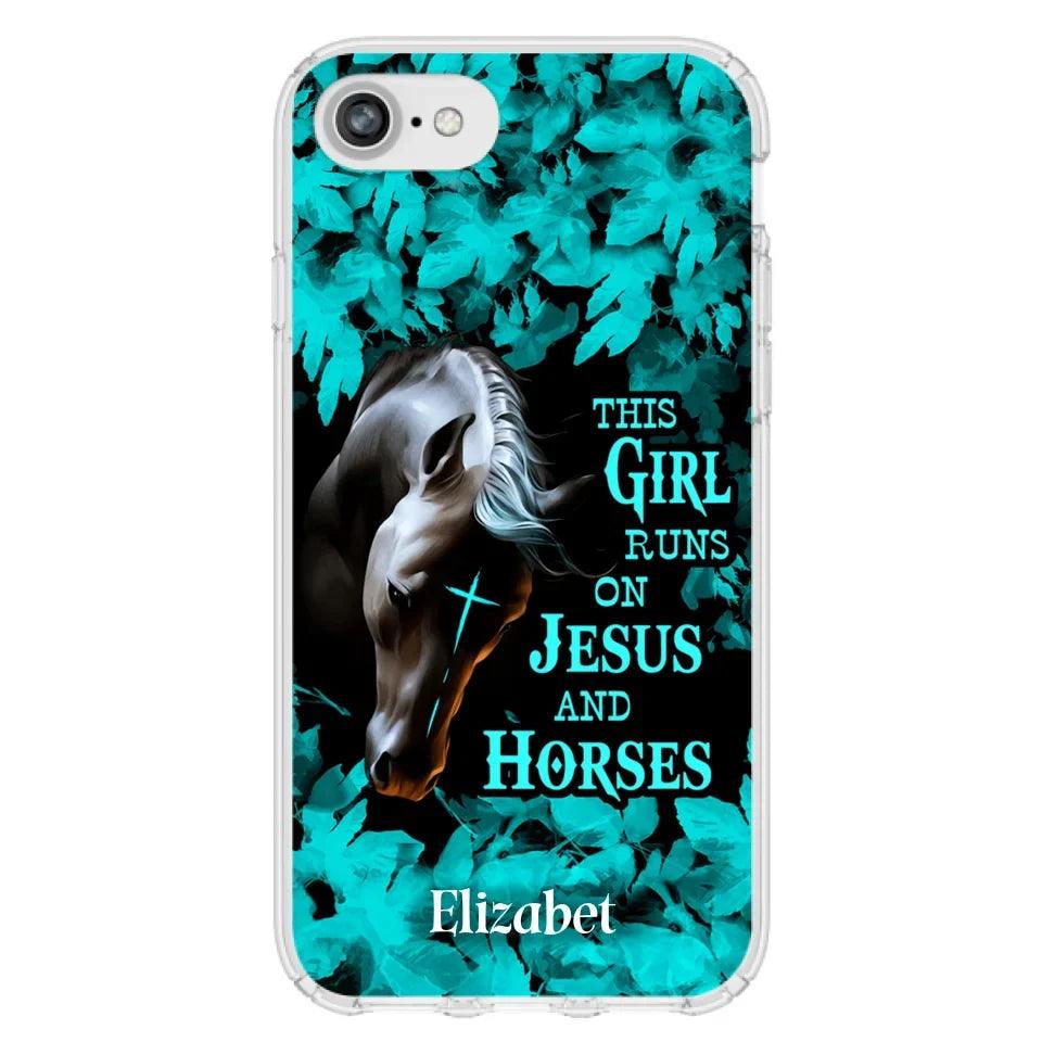 Custom Personalized Horse Girl Phone case - Case For iPhone And Samsung - This Girl Runs On Jesus And Horses