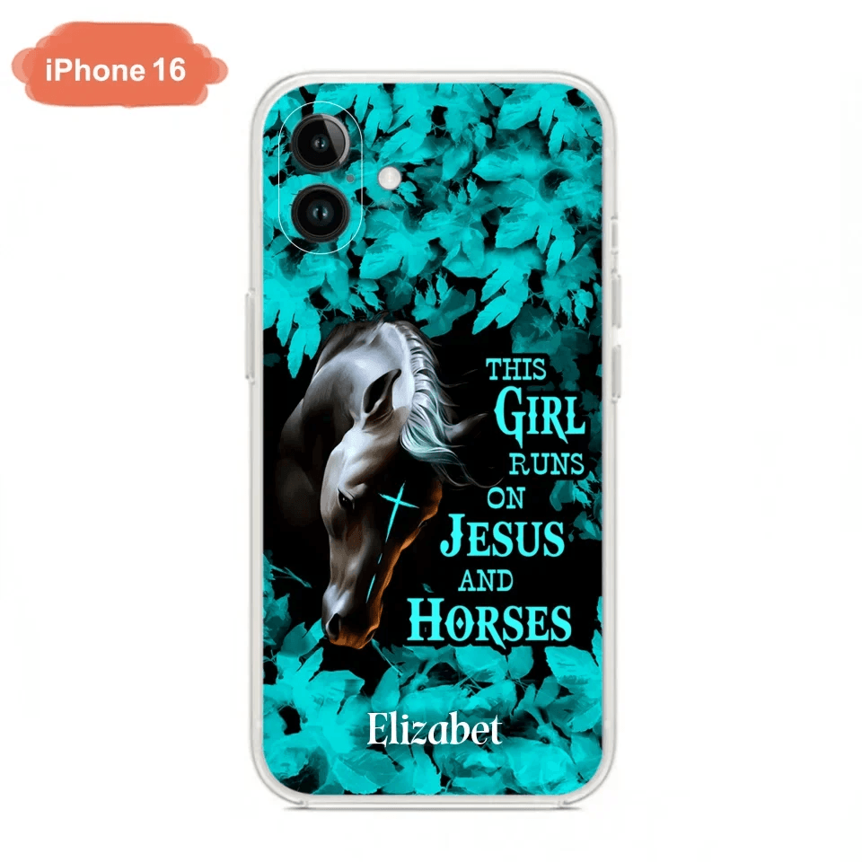 Custom Personalized Horse Girl Phone case - Case For iPhone And Samsung - This Girl Runs On Jesus And Horses
