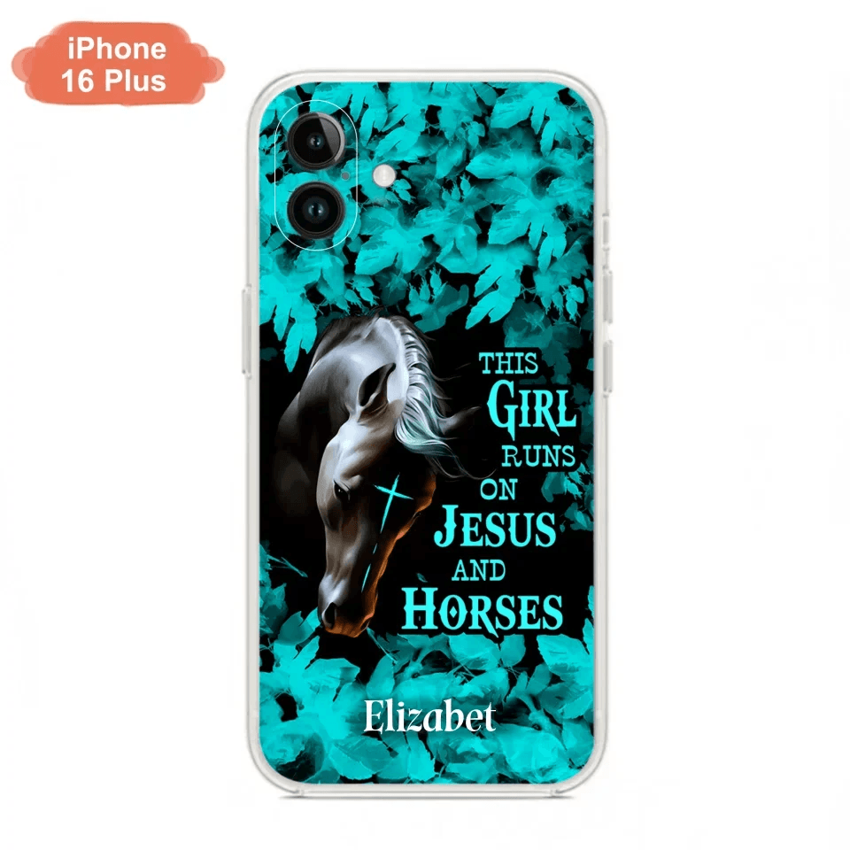 Custom Personalized Horse Girl Phone case - Case For iPhone And Samsung - This Girl Runs On Jesus And Horses