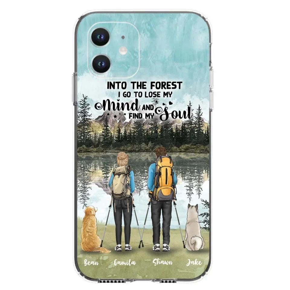 Custom Personalized Hiking Couple With Dogs Phone Case - Couple With Upto 2 Pets - Case For iPhone and Samsung - Q67GXN