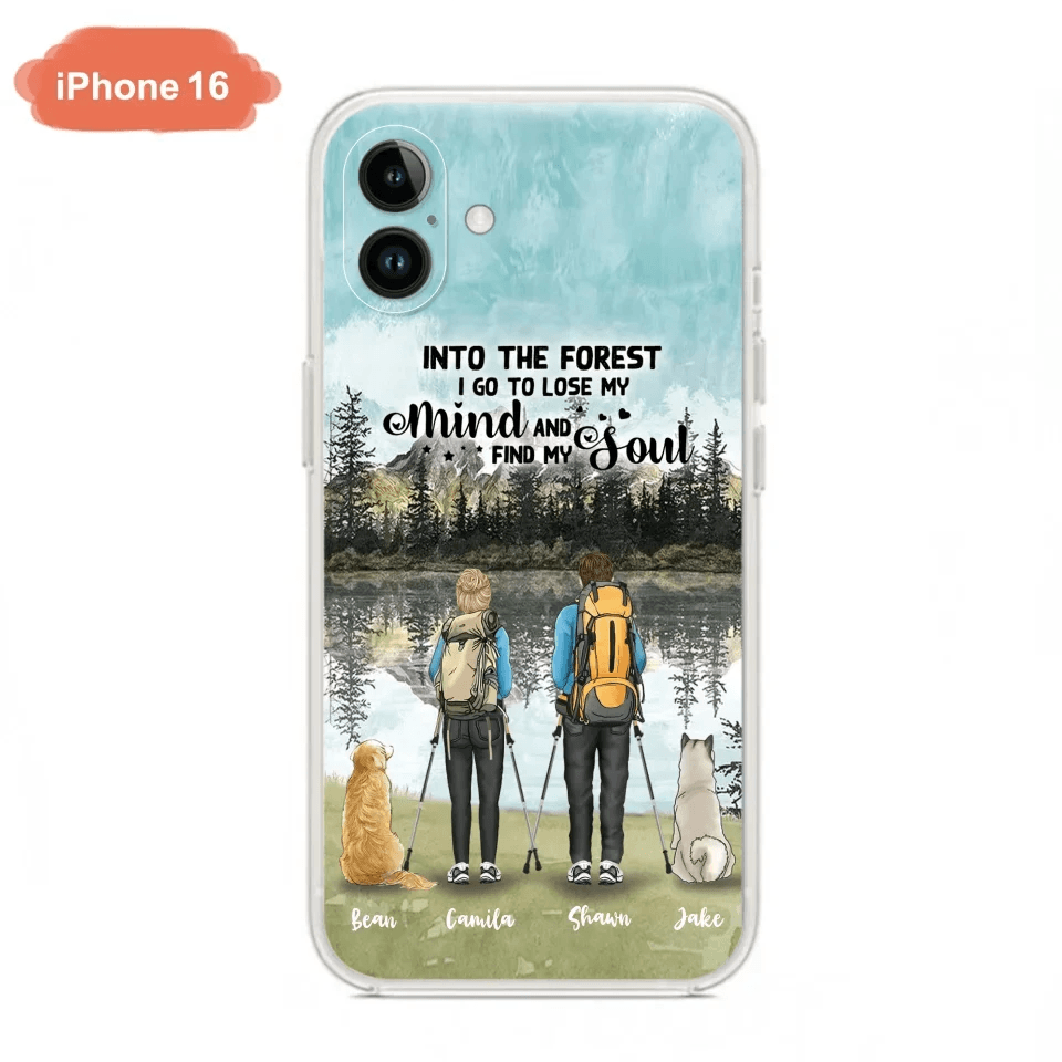 Custom Personalized Hiking Couple With Dogs Phone Case - Couple With Upto 2 Pets - Case For iPhone and Samsung - Q67GXN