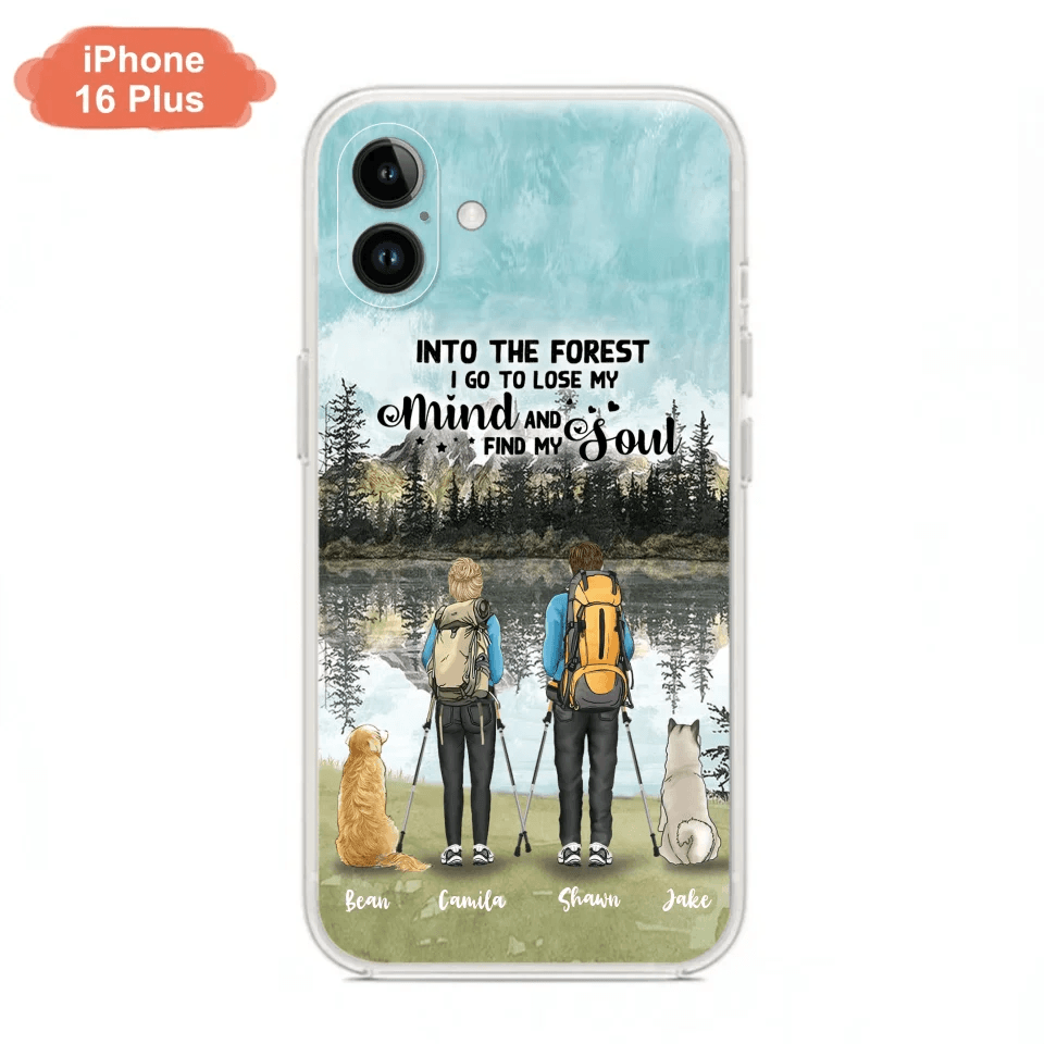 Custom Personalized Hiking Couple With Dogs Phone Case - Couple With Upto 2 Pets - Case For iPhone and Samsung - Q67GXN