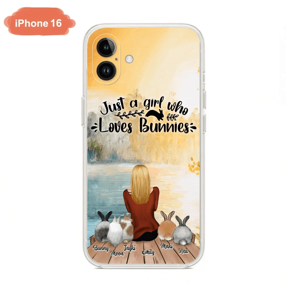 Custom Personalized Rabbit Mom Phone Case - Gifts For Rabbit Lovers With Upto 5 Rabbits - Just A Gril Who Loves Bunnies