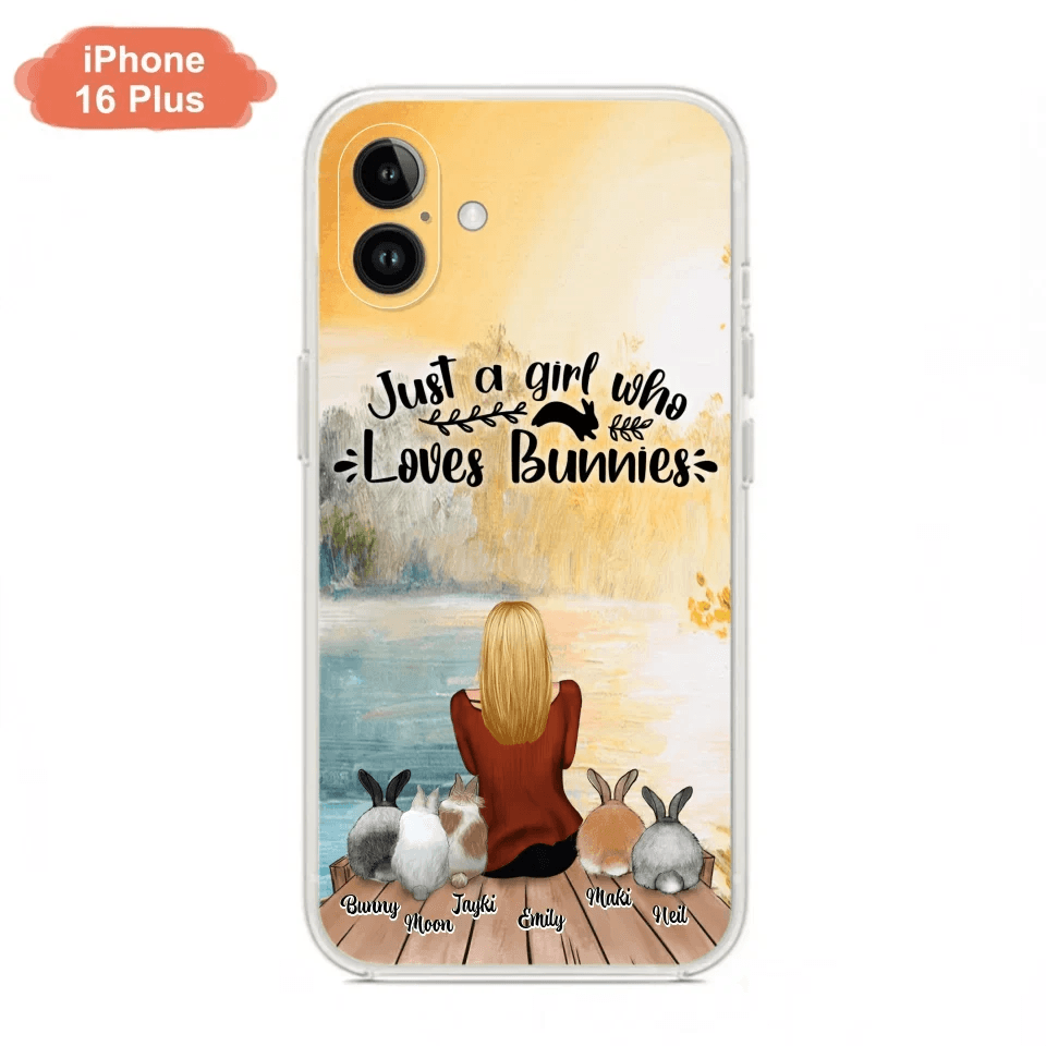 Custom Personalized Rabbit Mom Phone Case - Gifts For Rabbit Lovers With Upto 5 Rabbits - Just A Gril Who Loves Bunnies