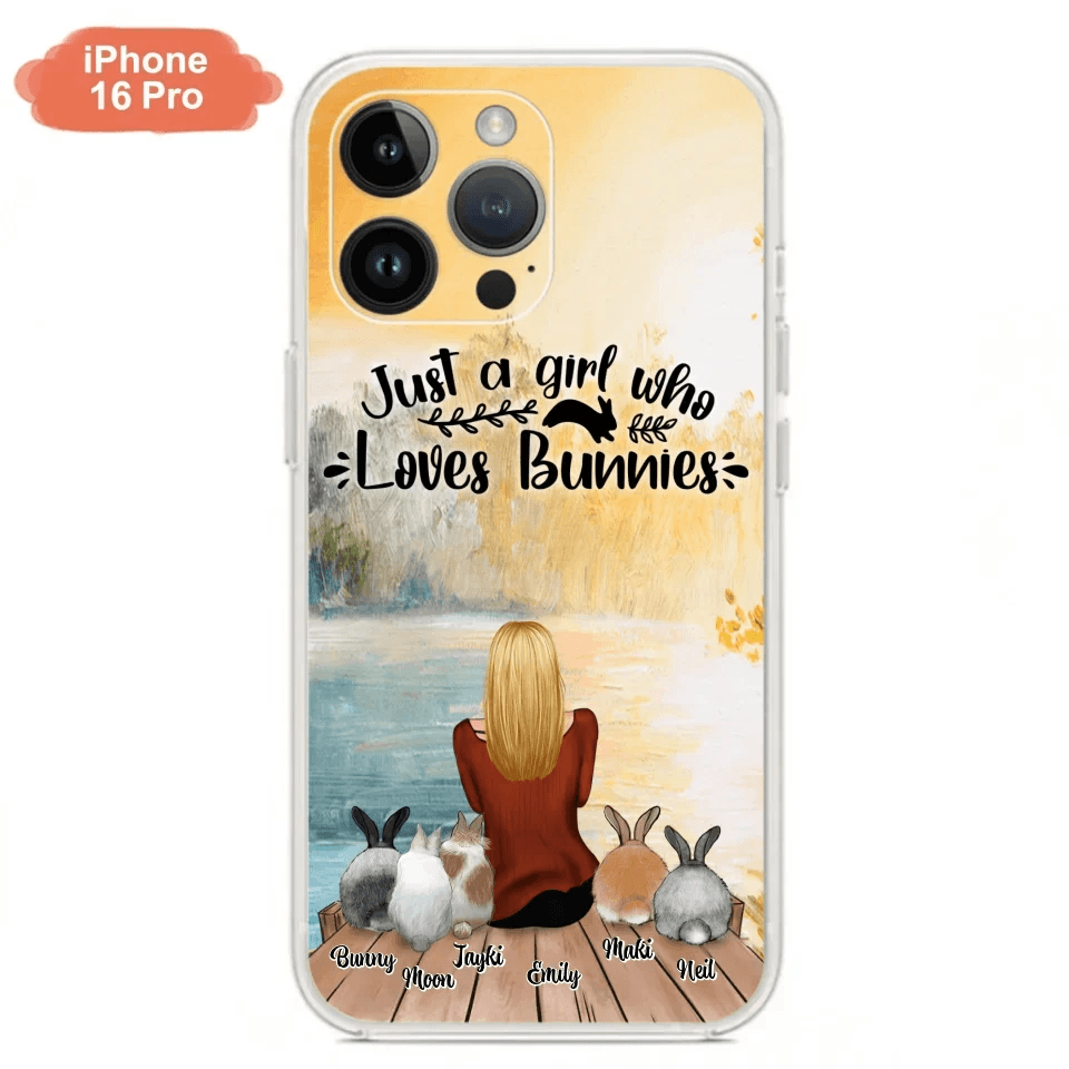 Custom Personalized Rabbit Mom Phone Case - Gifts For Rabbit Lovers With Upto 5 Rabbits - Just A Gril Who Loves Bunnies