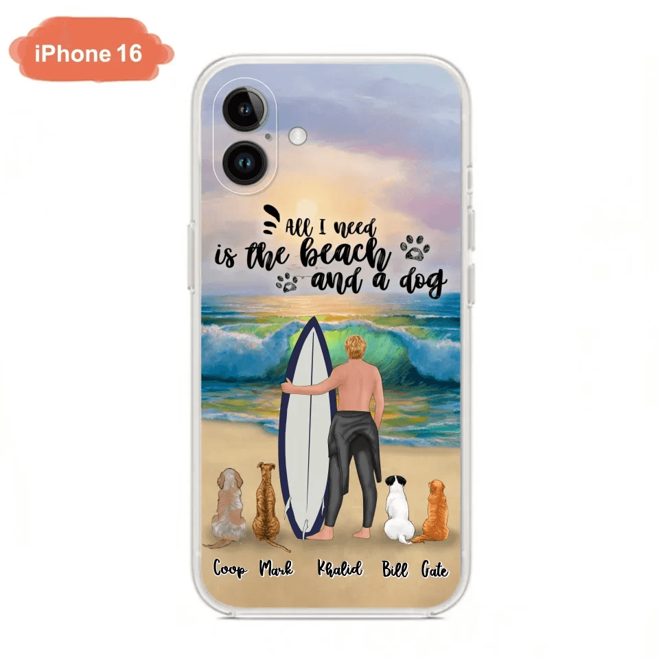Custom Personalized Surfing Phone Case - Woman/Man With Upto 4 Pets  - Phone Case For iPhone and Samsung - To the Ocean I go - CCS180