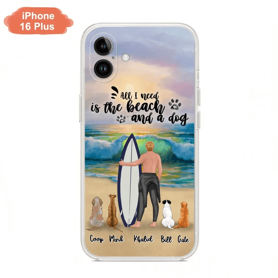 Custom Personalized Surfing Phone Case - Woman/Man With Upto 4 Pets  - Phone Case For iPhone and Samsung - To the Ocean I go - CCS180