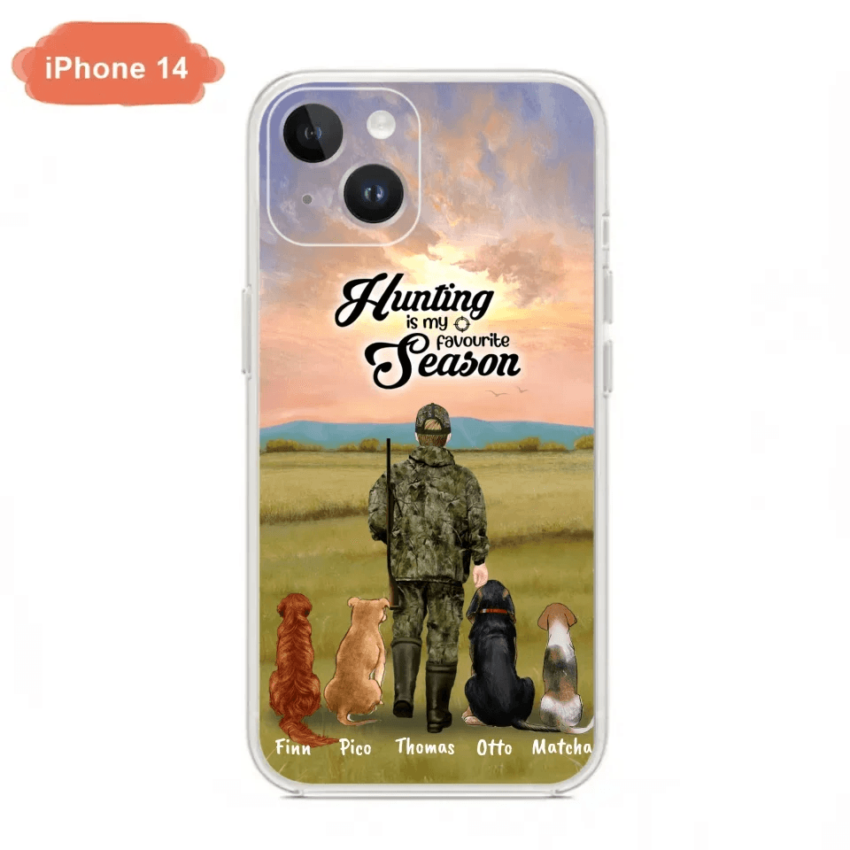 Personalized Hunting Phone Case - Man/Woman With Upto 4 Dogs - Phone Case For iPhone And Samsung - 4168OK