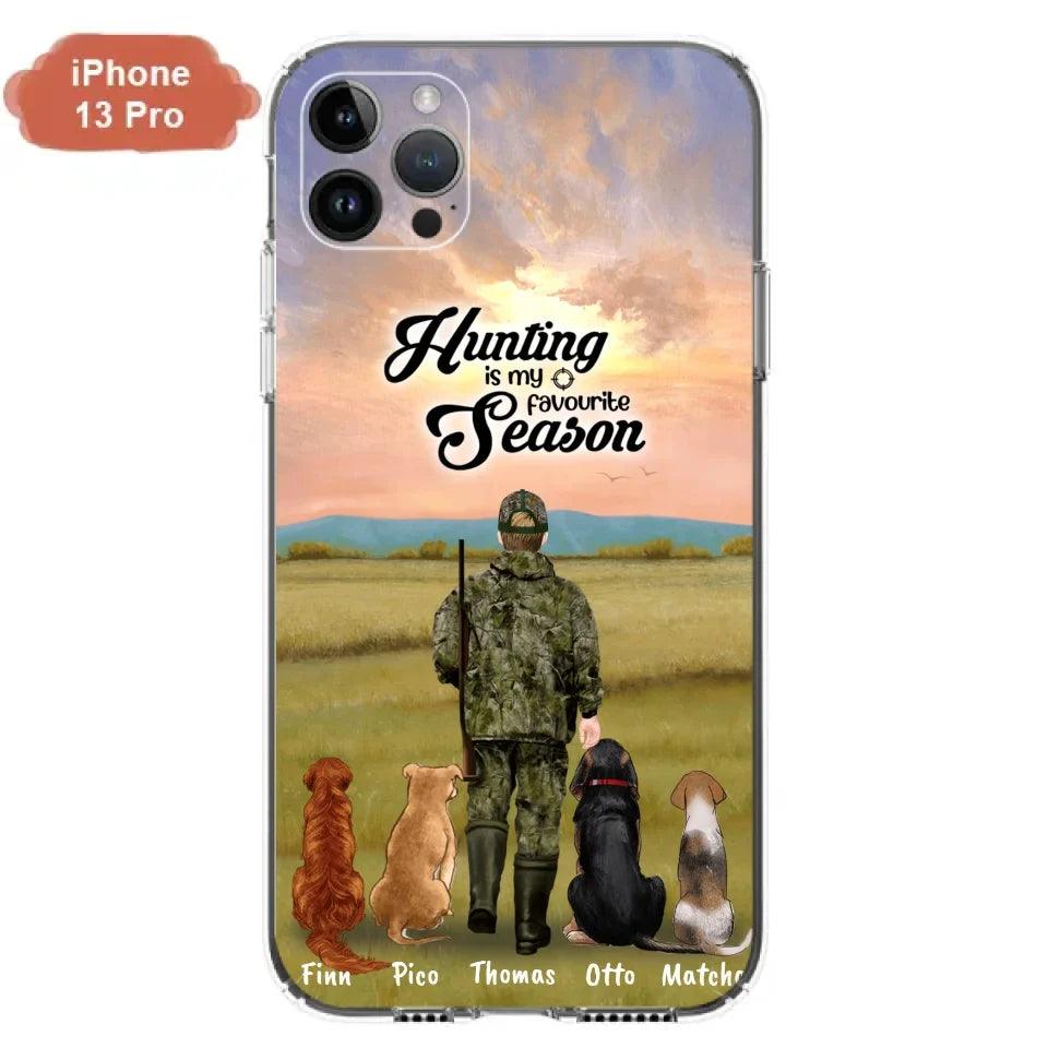 Personalized Hunting Phone Case - Man/Woman With Upto 4 Dogs - Phone Case For iPhone And Samsung - 4168OK