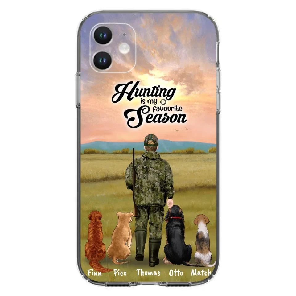 Personalized Hunting Phone Case - Man/Woman With Upto 4 Dogs - Phone Case For iPhone And Samsung - 4168OK