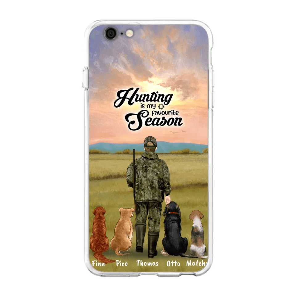 Personalized Hunting Phone Case - Man/Woman With Upto 4 Dogs - Phone Case For iPhone And Samsung - 4168OK