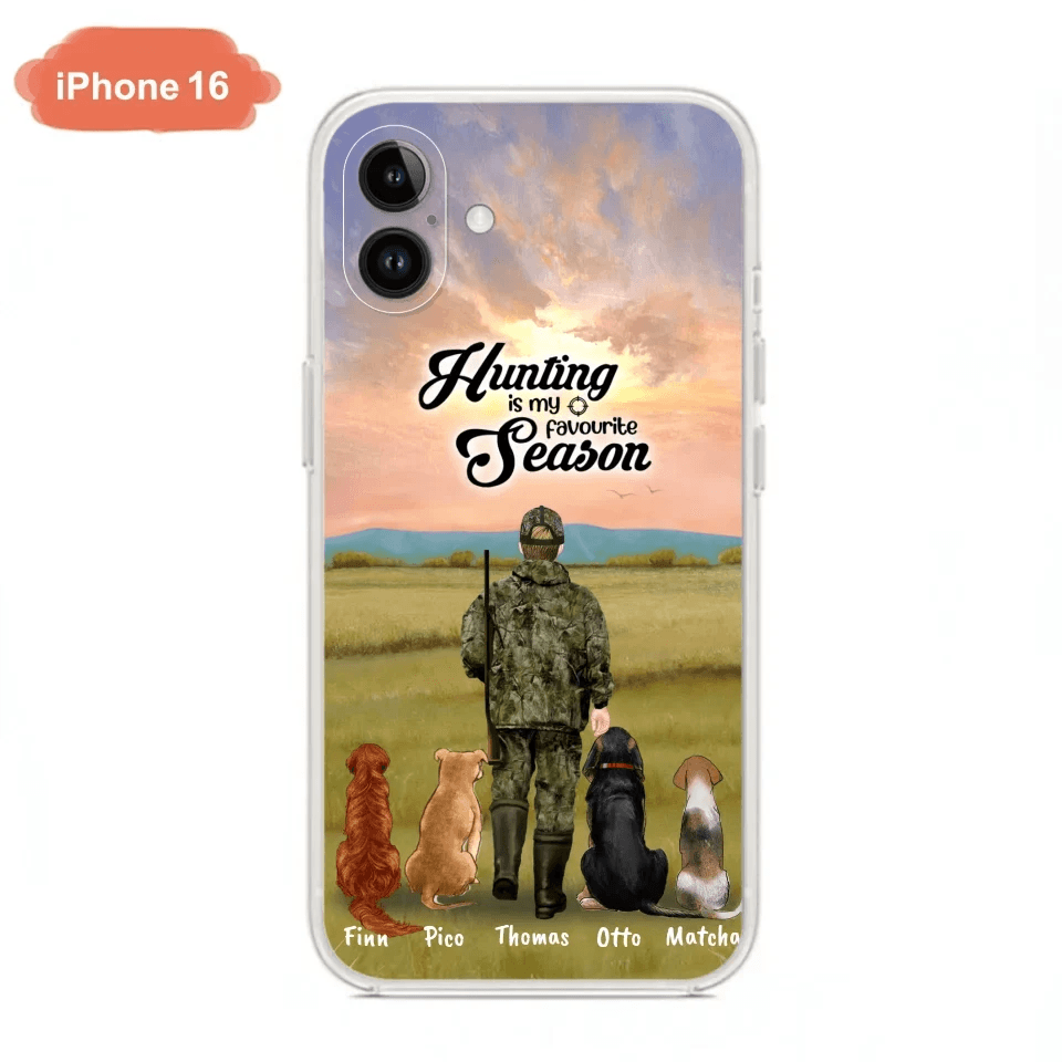 Personalized Hunting Phone Case - Man/Woman With Upto 4 Dogs - Phone Case For iPhone And Samsung - 4168OK