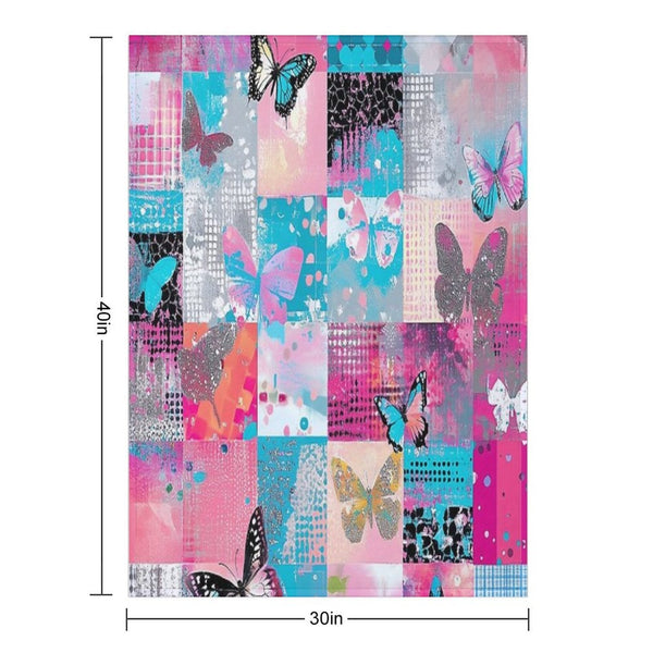 Y2K Hot Pink Retro Butterflies Collage Durable Throw Blanket
