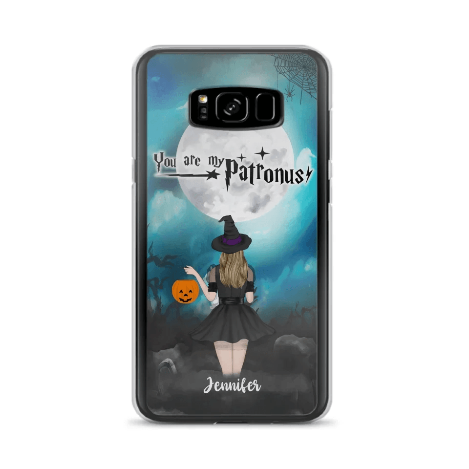 Custom Personalized Halloween Phone Case - Up to 3 Girls and 2 Cats - You Are My Patronus - Wiccan Decor/Pagan Decor