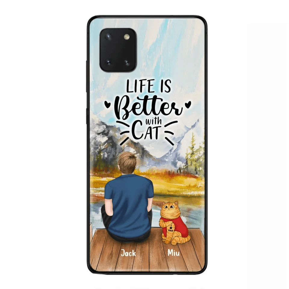 Custom Personalized Cat Dad Phone Case - Gifts For Cat Lovers With Upto 3 Cats - Best Cat Dad Ever - I Love Dad - Case For iPhone, Samsung And Xiaomi
