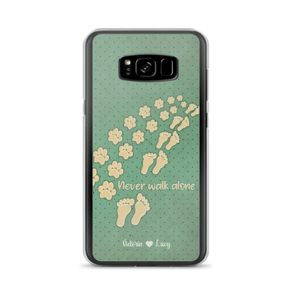 Personalized Dogs's Paws Phone Case - Best Gift Idea For Dog Lovers With Up to 3 Dogs's Paws - Never Walk ALone - Case For iPhone, Samsung And Xiaomi