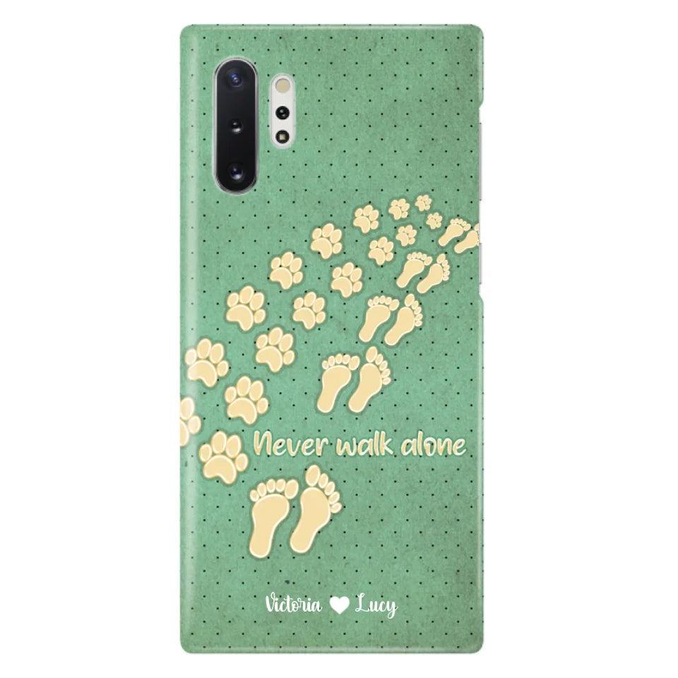 Personalized Dogs's Paws Phone Case - Best Gift Idea For Dog Lovers With Up to 3 Dogs's Paws - Never Walk ALone - Case For iPhone, Samsung And Xiaomi
