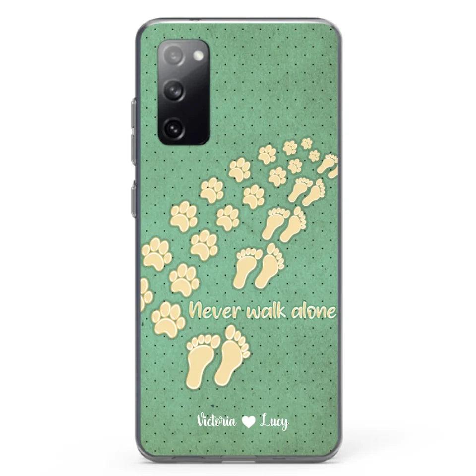 Personalized Dogs's Paws Phone Case - Best Gift Idea For Dog Lovers With Up to 3 Dogs's Paws - Never Walk ALone - Case For iPhone, Samsung And Xiaomi