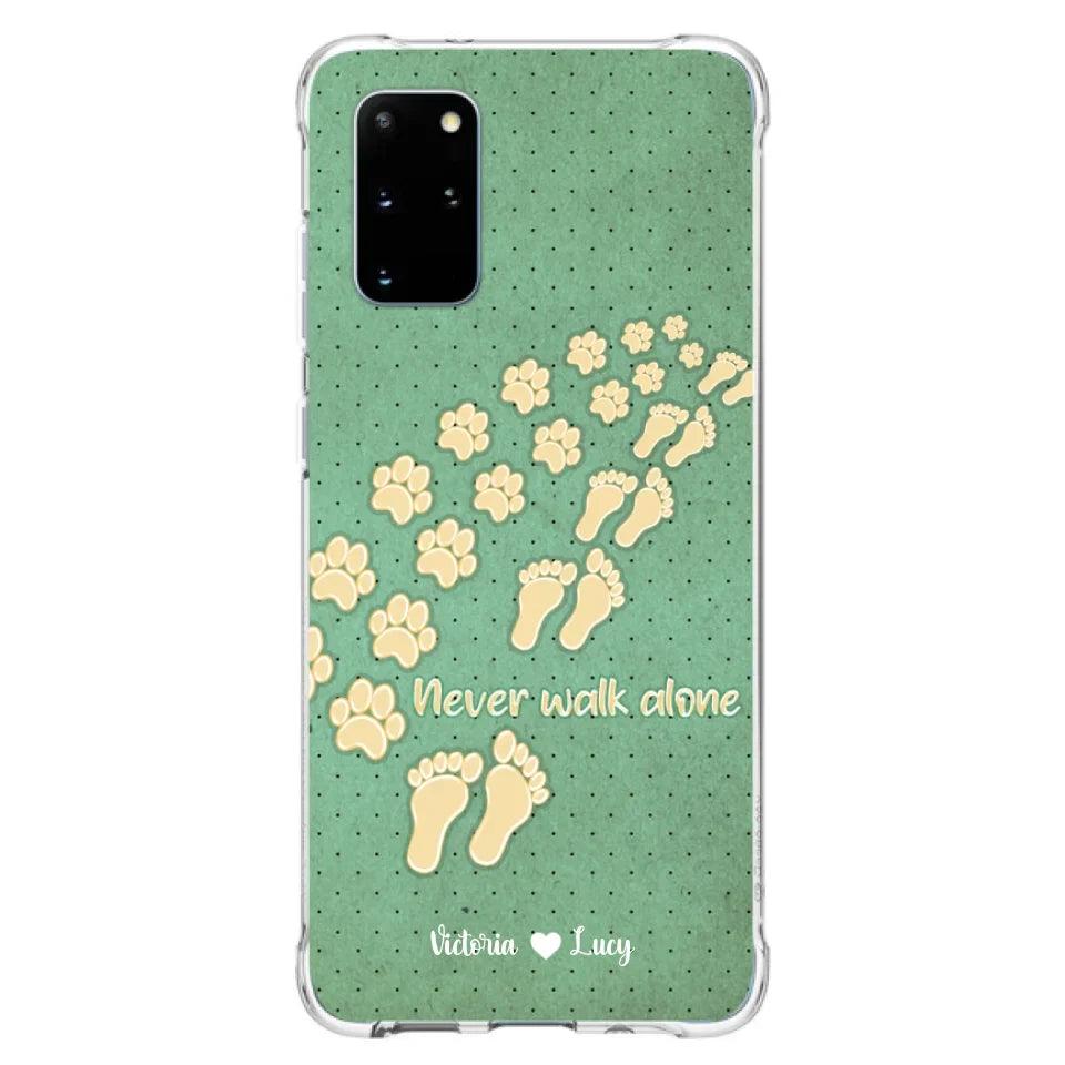 Personalized Dogs's Paws Phone Case - Best Gift Idea For Dog Lovers With Up to 3 Dogs's Paws - Never Walk ALone - Case For iPhone, Samsung And Xiaomi
