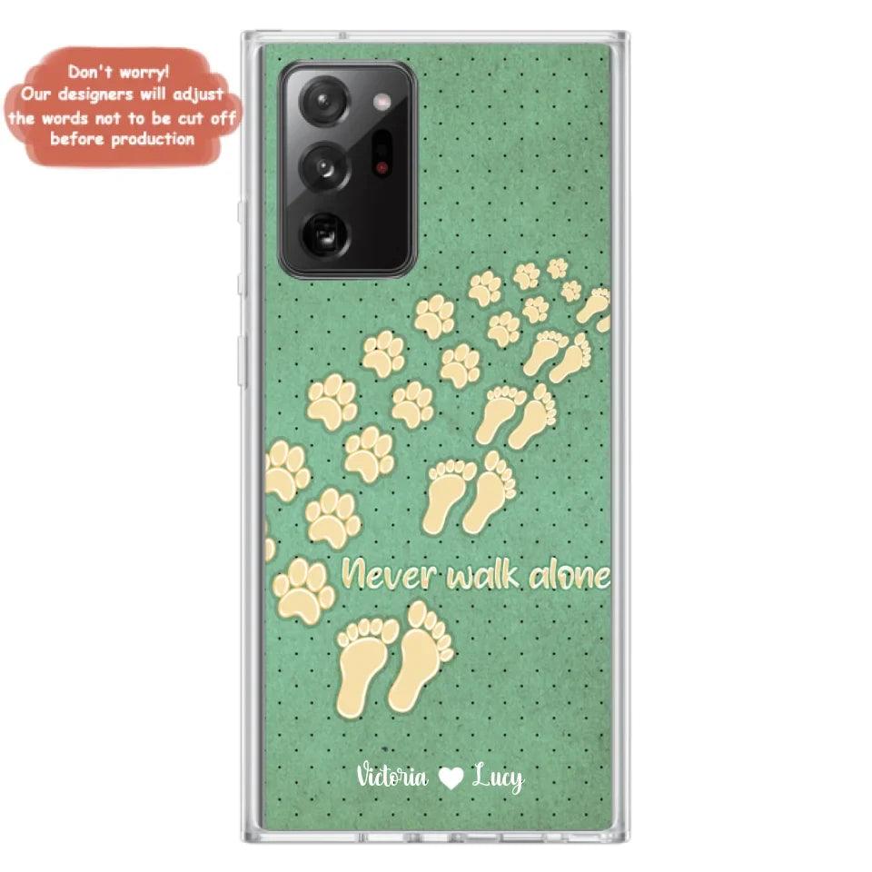 Personalized Dogs's Paws Phone Case - Best Gift Idea For Dog Lovers With Up to 3 Dogs's Paws - Never Walk ALone - Case For iPhone, Samsung And Xiaomi
