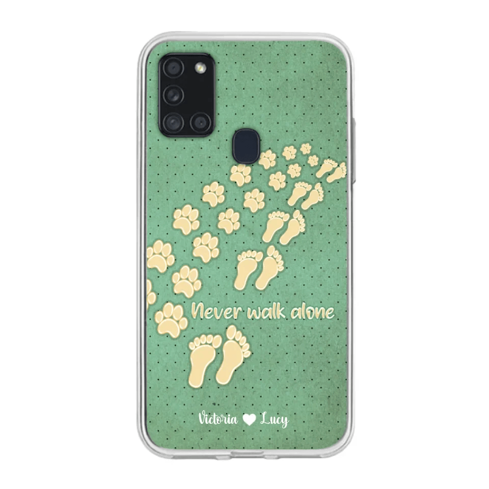 Personalized Dogs's Paws Phone Case - Best Gift Idea For Dog Lovers With Up to 3 Dogs's Paws - Never Walk ALone - Case For iPhone, Samsung And Xiaomi