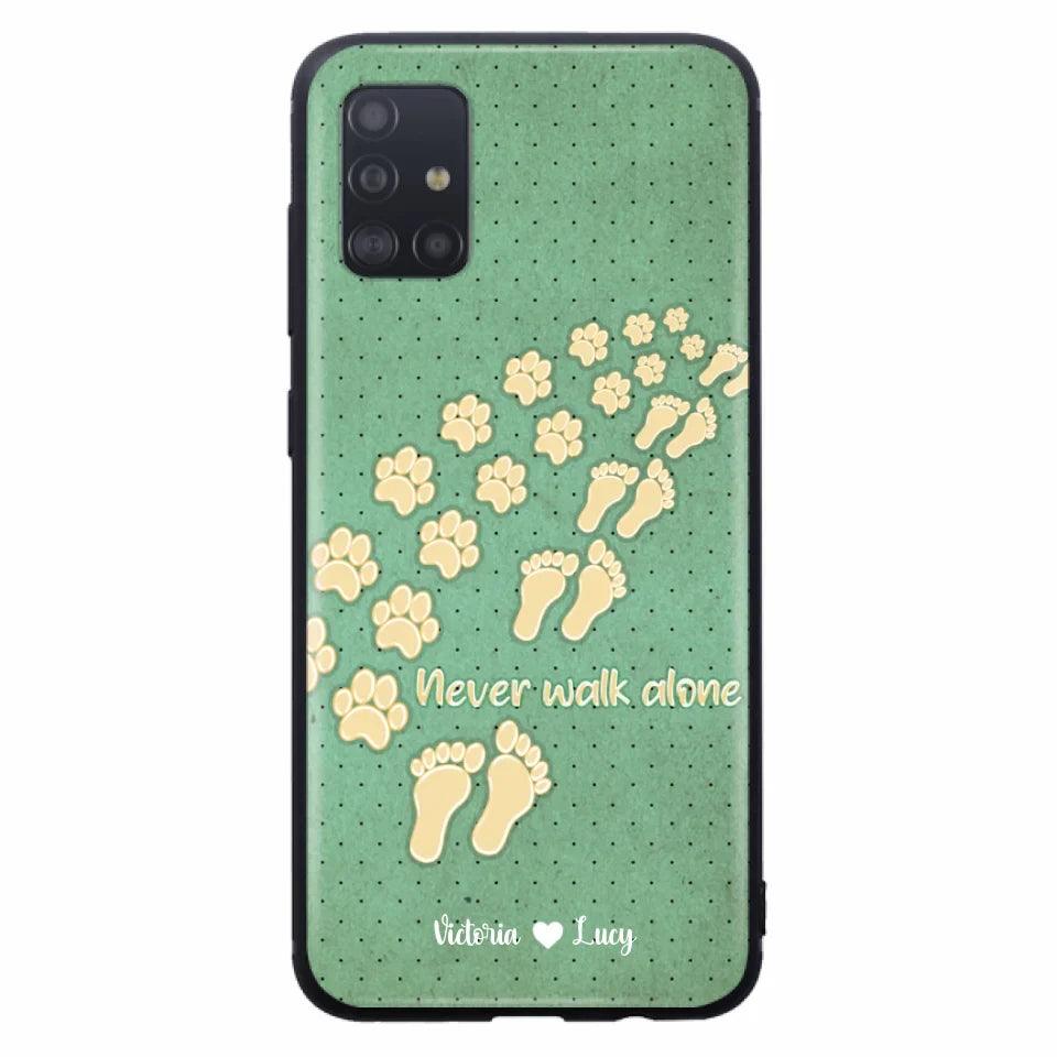 Personalized Dogs's Paws Phone Case - Best Gift Idea For Dog Lovers With Up to 3 Dogs's Paws - Never Walk ALone - Case For iPhone, Samsung And Xiaomi