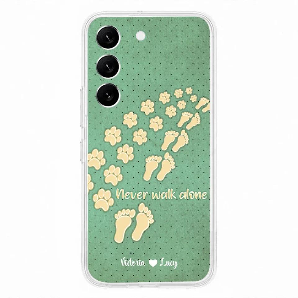 Personalized Dogs's Paws Phone Case - Best Gift Idea For Dog Lovers With Up to 3 Dogs's Paws - Never Walk ALone - Case For iPhone, Samsung And Xiaomi