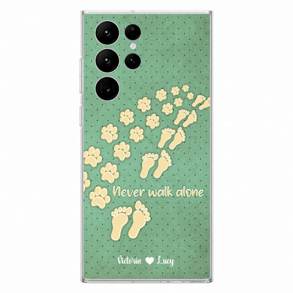 Personalized Dogs's Paws Phone Case - Best Gift Idea For Dog Lovers With Up to 3 Dogs's Paws - Never Walk ALone - Case For iPhone, Samsung And Xiaomi