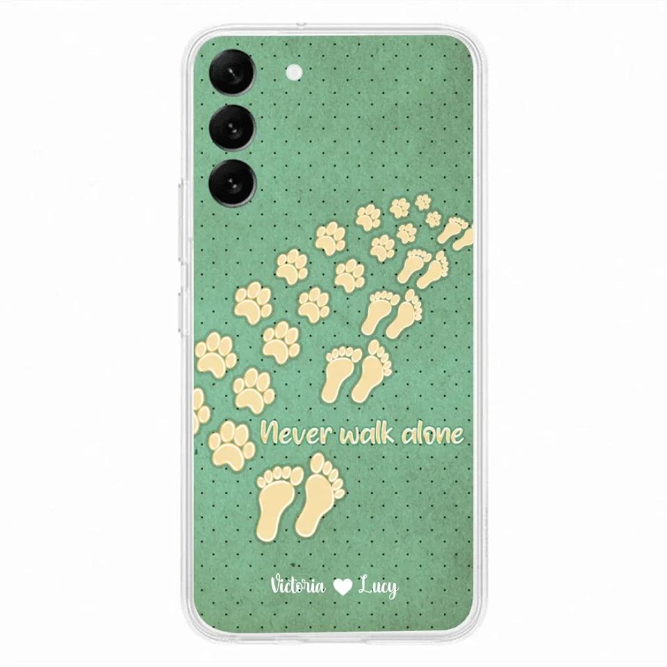 Personalized Dogs's Paws Phone Case - Best Gift Idea For Dog Lovers With Up to 3 Dogs's Paws - Never Walk ALone - Case For iPhone, Samsung And Xiaomi