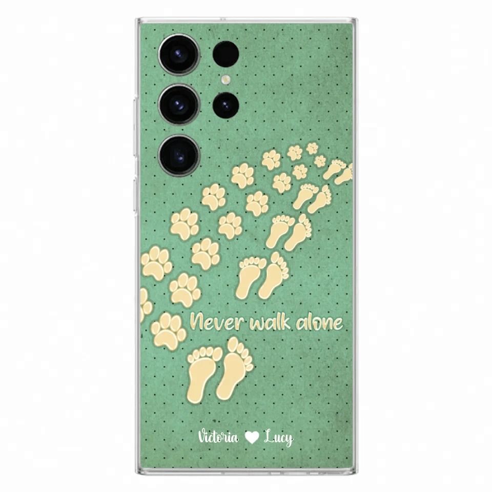 Personalized Dogs's Paws Phone Case - Best Gift Idea For Dog Lovers With Up to 3 Dogs's Paws - Never Walk ALone - Case For iPhone, Samsung And Xiaomi