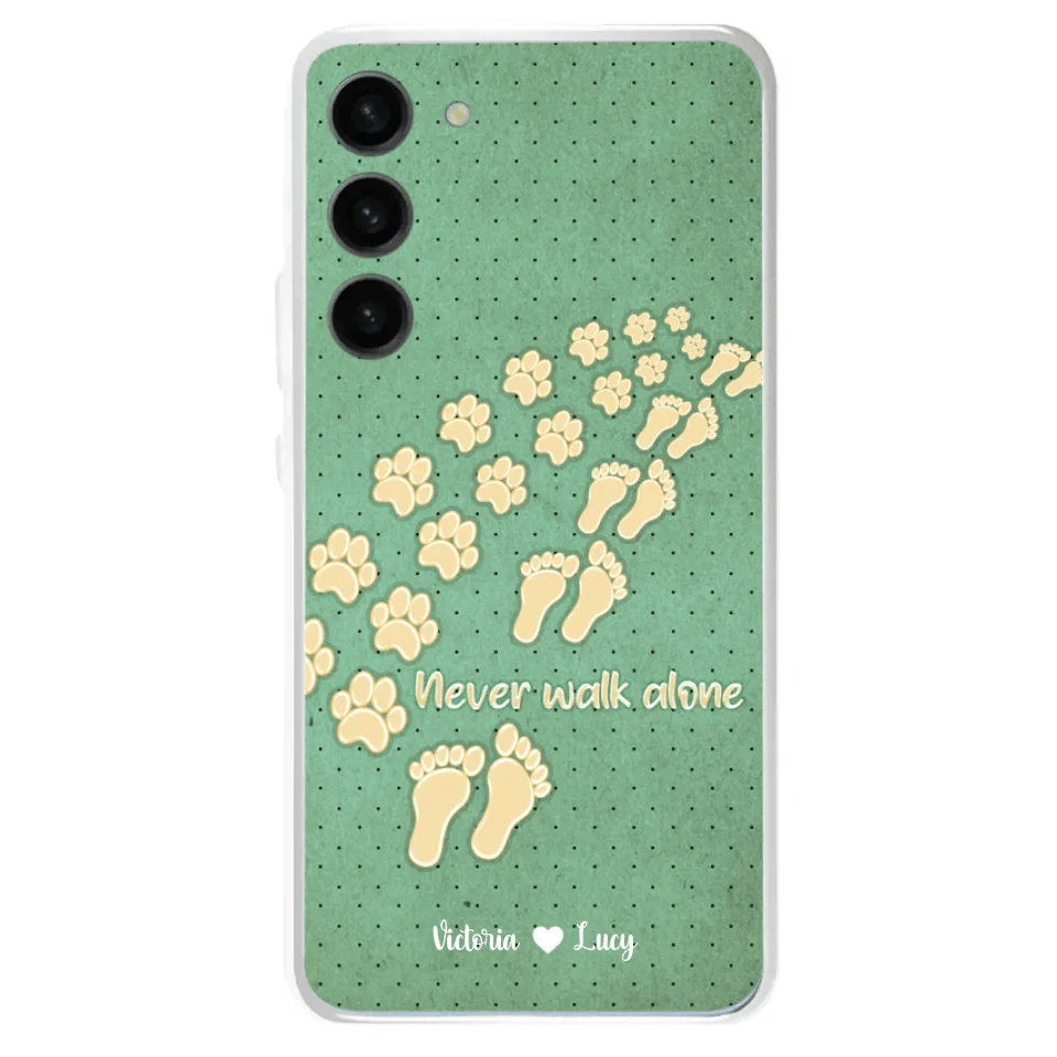 Personalized Dogs's Paws Phone Case - Best Gift Idea For Dog Lovers With Up to 3 Dogs's Paws - Never Walk ALone - Case For iPhone, Samsung And Xiaomi