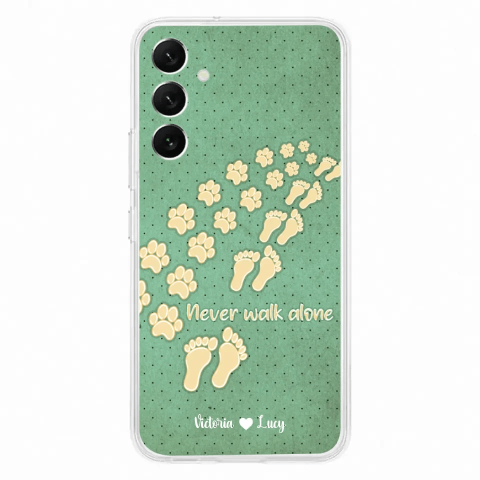 Personalized Dogs's Paws Phone Case - Best Gift Idea For Dog Lovers With Up to 3 Dogs's Paws - Never Walk ALone - Case For iPhone, Samsung And Xiaomi