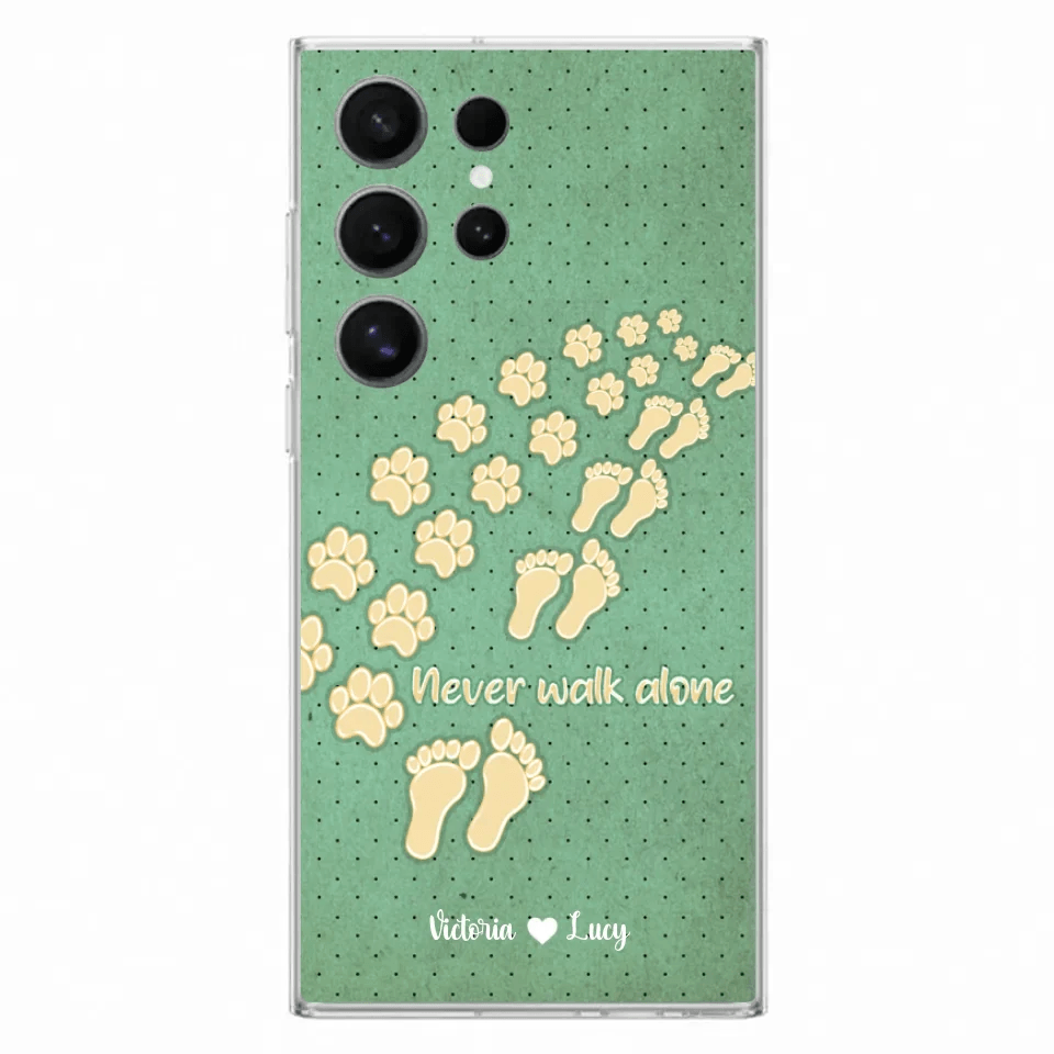Personalized Dogs's Paws Phone Case - Best Gift Idea For Dog Lovers With Up to 3 Dogs's Paws - Never Walk ALone - Case For iPhone, Samsung And Xiaomi