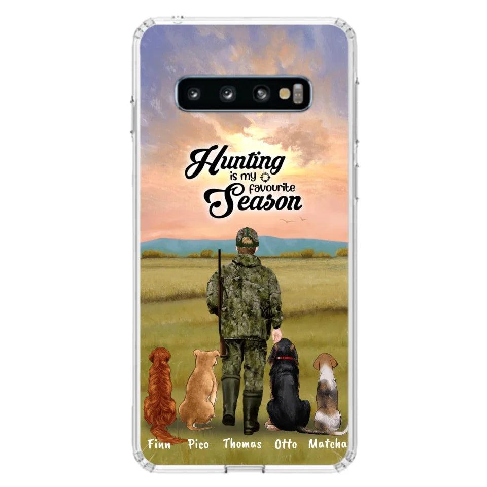 Personalized Hunting Phone Case - Man/Woman With Upto 4 Dogs - Phone Case For iPhone And Samsung - 4168OK