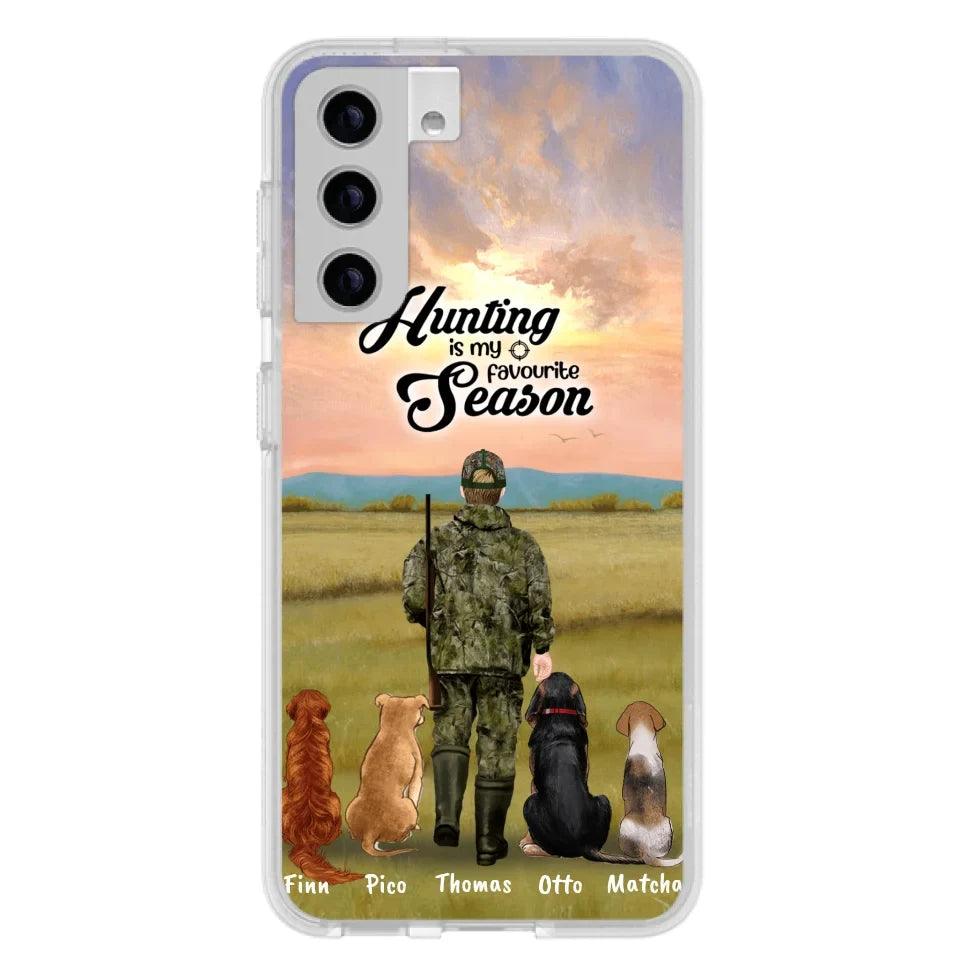 Personalized Hunting Phone Case - Man/Woman With Upto 4 Dogs - Phone Case For iPhone And Samsung - 4168OK