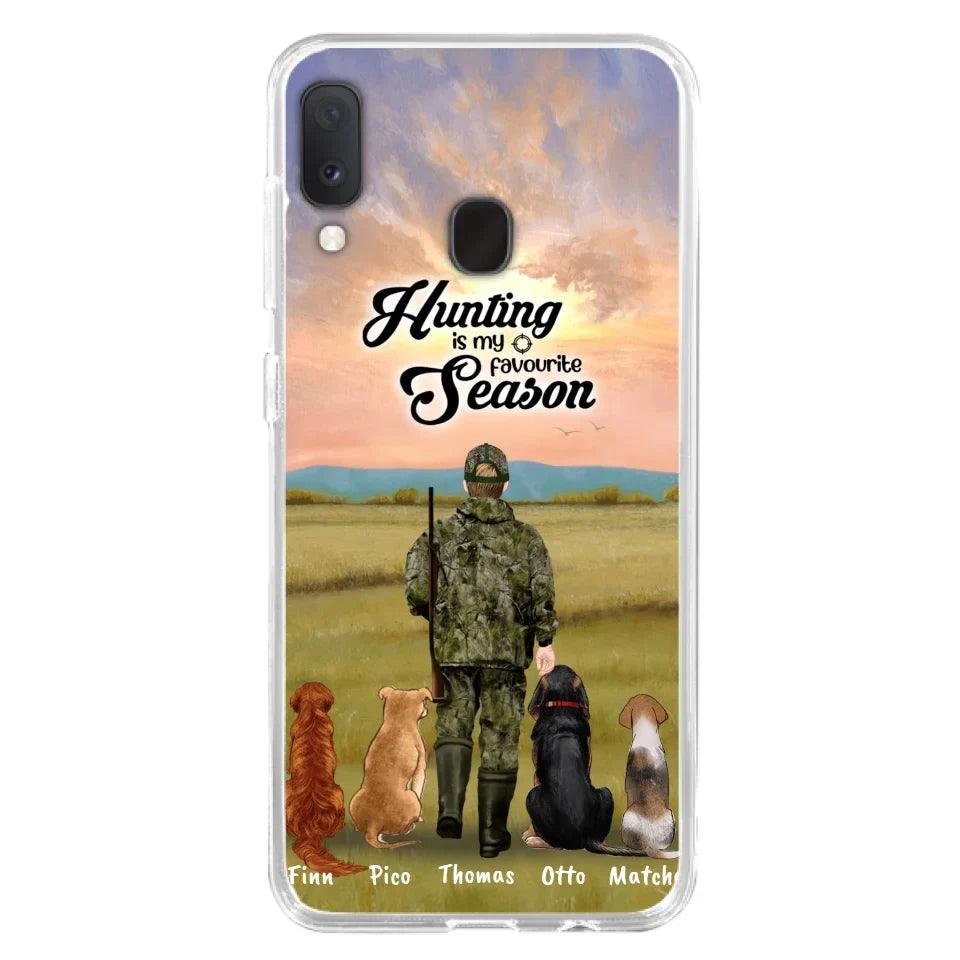 Personalized Hunting Phone Case - Man/Woman With Upto 4 Dogs - Phone Case For iPhone And Samsung - 4168OK