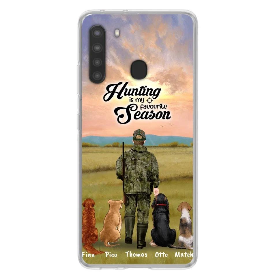 Personalized Hunting Phone Case - Man/Woman With Upto 4 Dogs - Phone Case For iPhone And Samsung - 4168OK