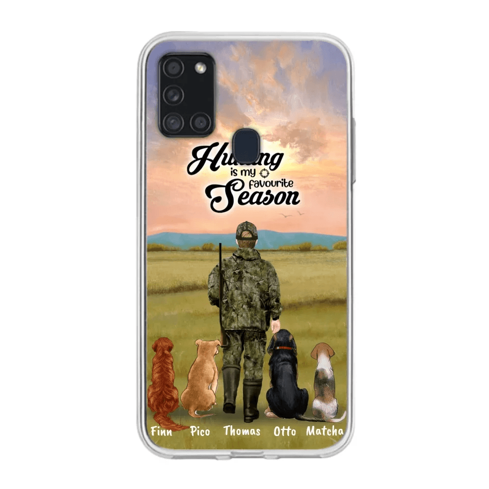 Personalized Hunting Phone Case - Man/Woman With Upto 4 Dogs - Phone Case For iPhone And Samsung - 4168OK