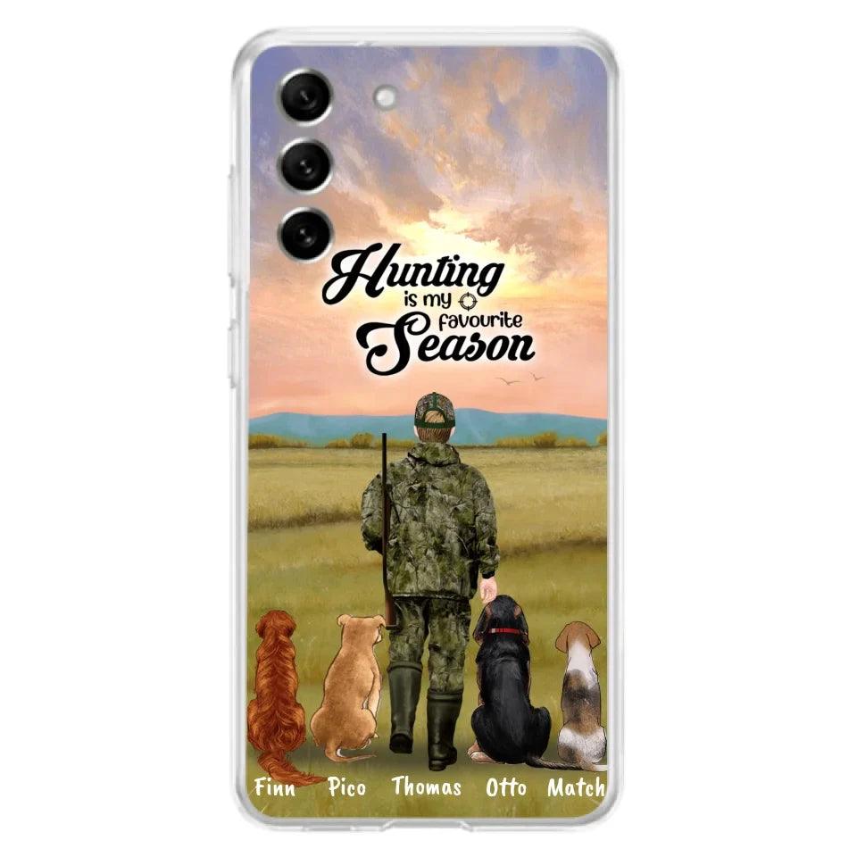 Personalized Hunting Phone Case - Man/Woman With Upto 4 Dogs - Phone Case For iPhone And Samsung - 4168OK