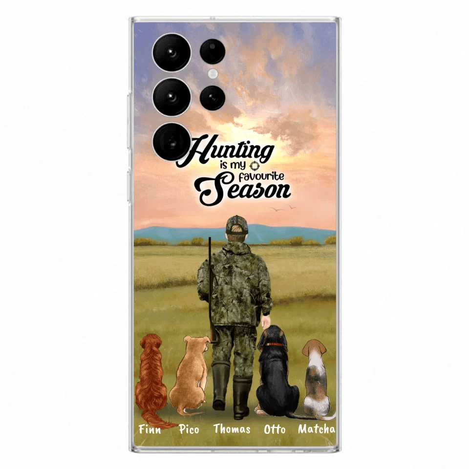 Personalized Hunting Phone Case - Man/Woman With Upto 4 Dogs - Phone Case For iPhone And Samsung - 4168OK