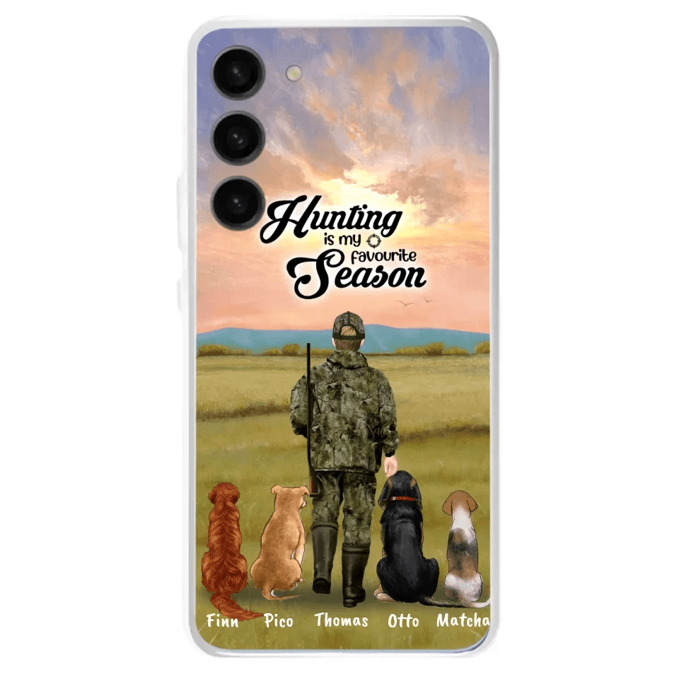 Personalized Hunting Phone Case - Man/Woman With Upto 4 Dogs - Phone Case For iPhone And Samsung - 4168OK