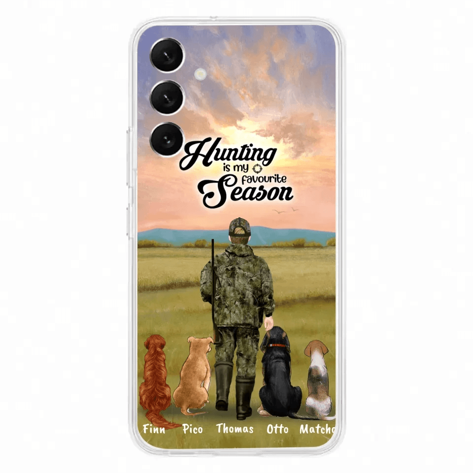 Personalized Hunting Phone Case - Man/Woman With Upto 4 Dogs - Phone Case For iPhone And Samsung - 4168OK
