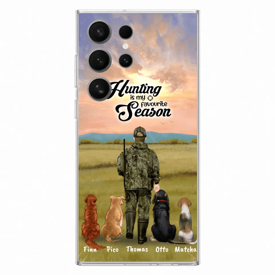 Personalized Hunting Phone Case - Man/Woman With Upto 4 Dogs - Phone Case For iPhone And Samsung - 4168OK
