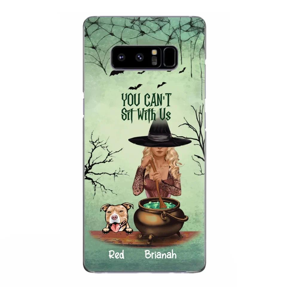 Custom Personalized Dog And Witch Phone Case - Upto 4 Dogs - You Can't Sit With Us -  Phone Case For iPhone and Samsung