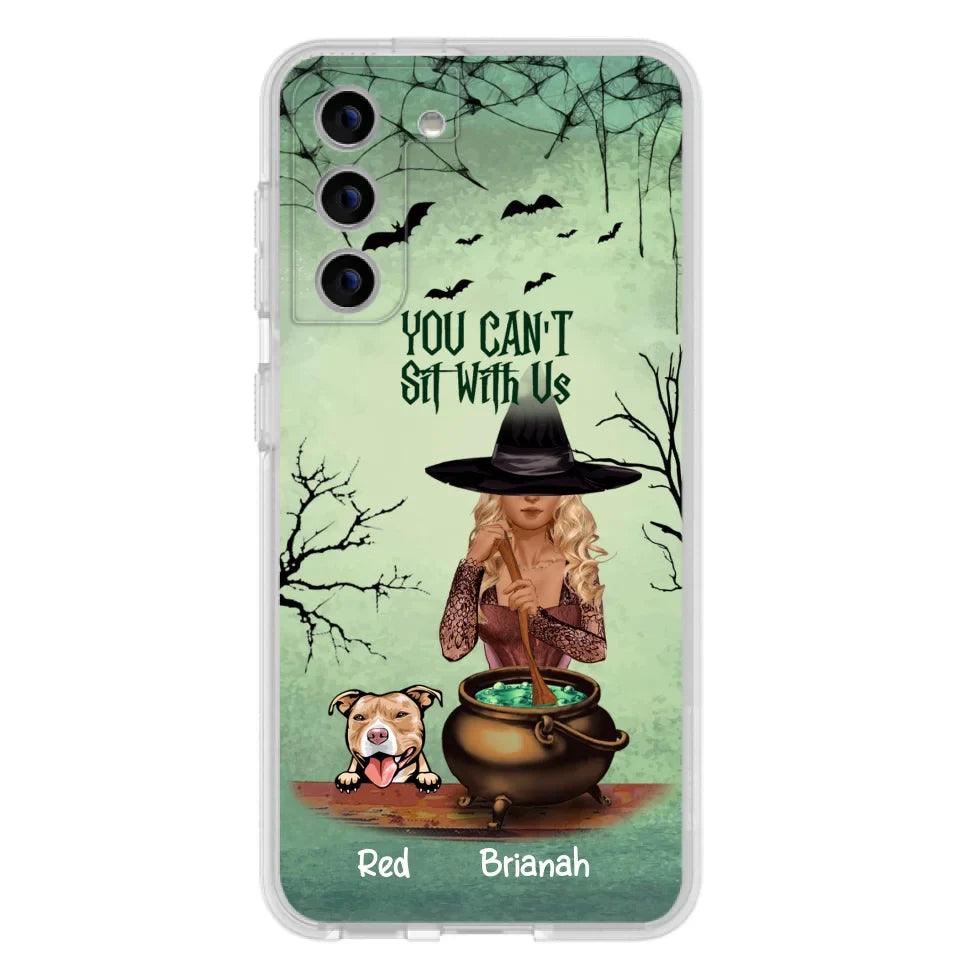 Custom Personalized Dog And Witch Phone Case - Upto 4 Dogs - You Can't Sit With Us -  Phone Case For iPhone and Samsung