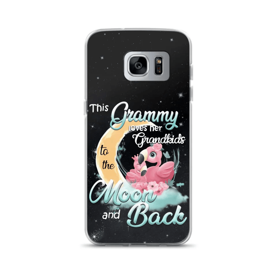 Custom Personalized Grandma Flamingo Phone Case - This Grammy Loves Her Grandkids To The Moon And Back - For iPhone And Samsung Phone Case - HWDFYR