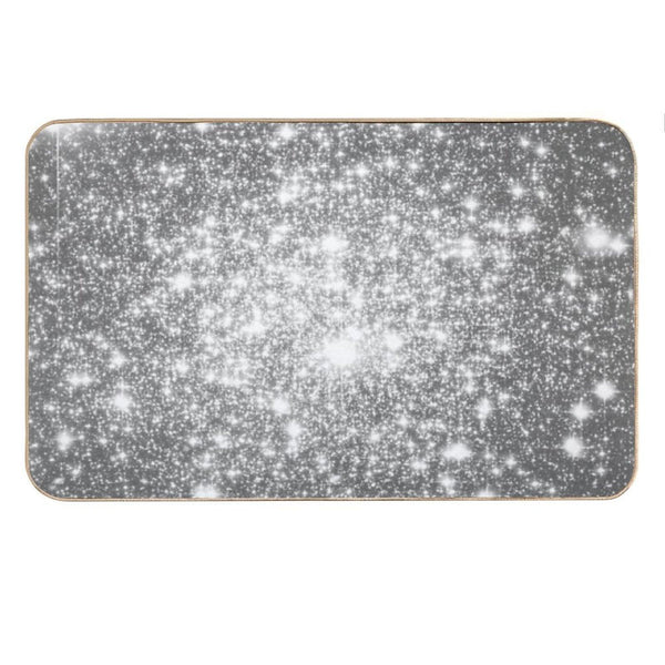 Galaxy Sparkle Stars Silver Gray Bath Mat