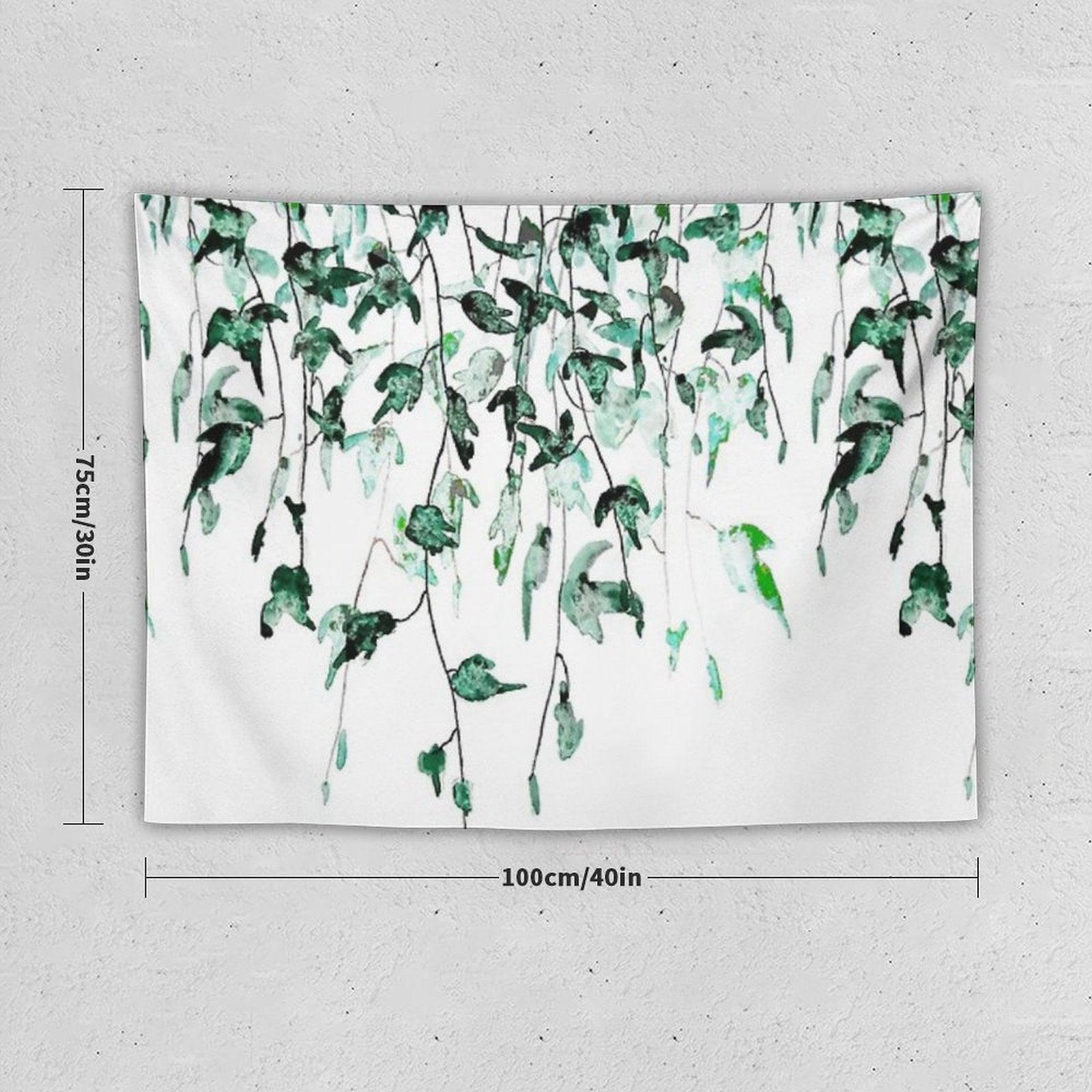 Hand Painted Ivy on The Wall Watercolor Tapestry