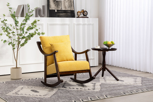 woven fabric Mid Century Modern Accent Chairs Comfy Upholstered Glider Arm Chair with Solid Wood for Living Room Bedroom Balcony