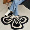 Thickened Cold-proof Floor Mats In Bow-shaped And Irregularly Shaped Imitation Cashmere Carpets - Black Bow / 40x60cm